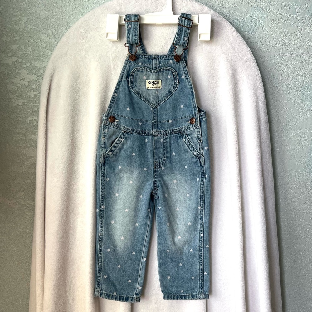 OshKosh B'gosh Blue Heart Overalls Size 2T